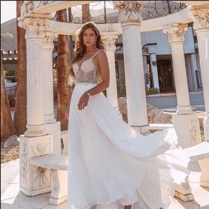 LULU’S True Love White Beaded Rhinestone Dress